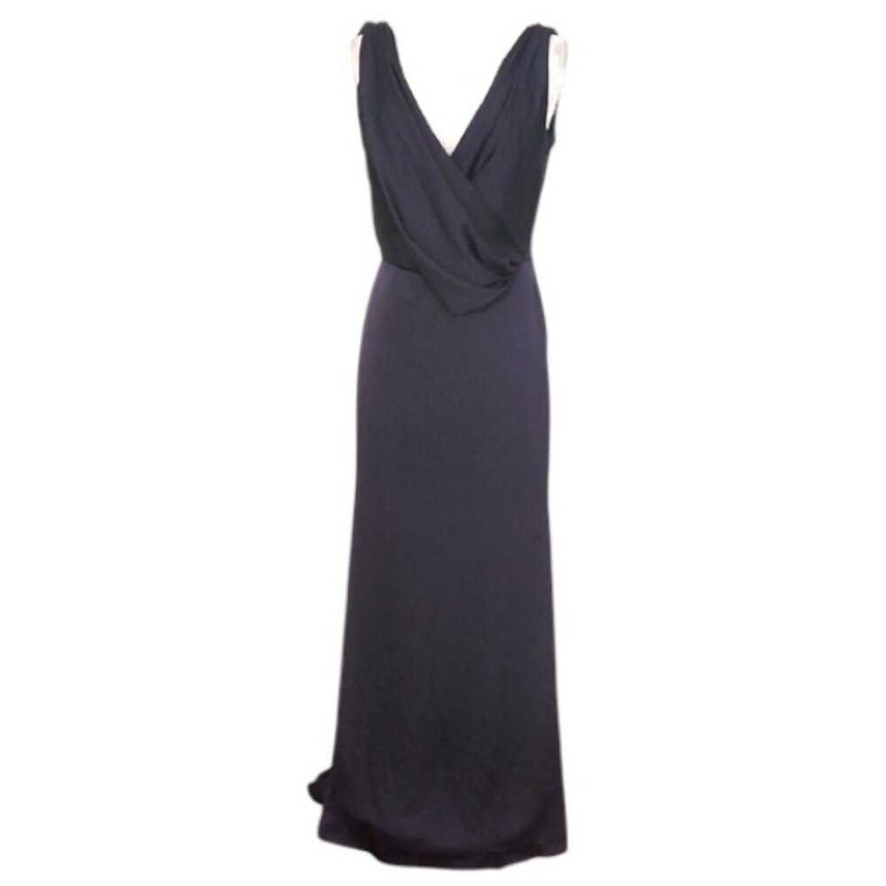 NWT - Noir by Lazaro Navy Draped Backless Evening Gown Size 12 - JLM Couture
